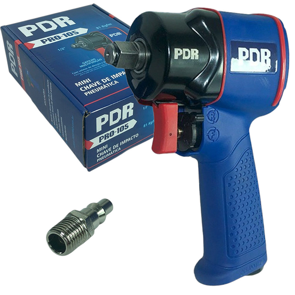Mini Chave de Impacto Profissional PDR PRO-105 Twin Hammer Pneumática 81Kgfm 8000RPM