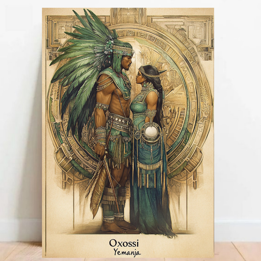 Quadro Placa decorativa Oxossi e Yemanja Orixá Umbanda Candomblé Decorativo Oxalá 03
