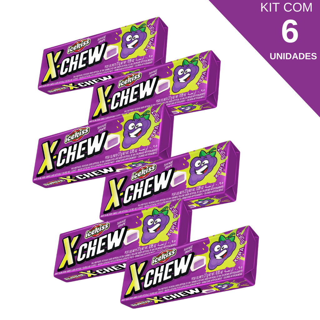 Kit Com 6 Drops Mastigável X-Chew Uva Cory De 27g em Oferta na Shopee