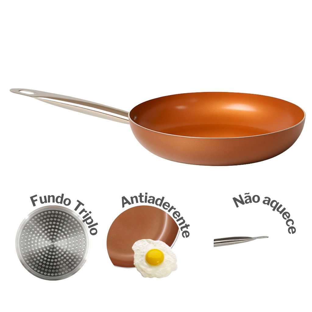 Frigideira Zahtar Grande Revestida em Cerâmica Antiaderente Não Gruda Não Vai Óleo Utensilio Domestico Cozinha Dieta