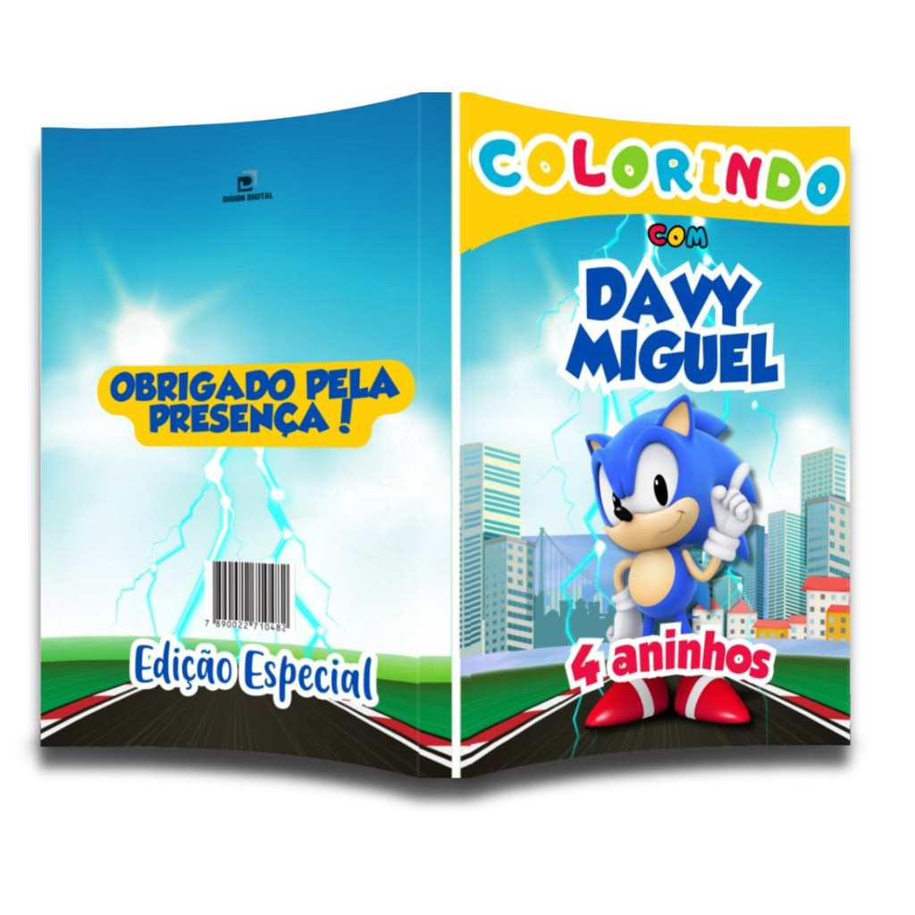 Livro de colorir Sonic Lembrancinha  personalizada de aniversário