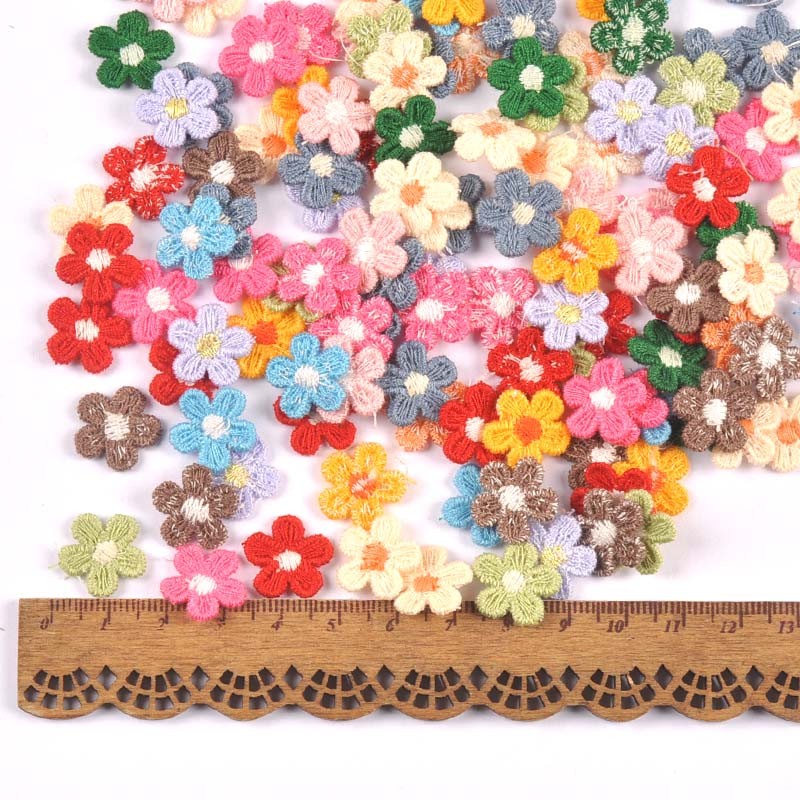 100 Pçs Bonito Flor Colorida Appliqued DIY Suprimentos Rendas Para Roupas De Casamento Acessórios De Costura Decorações