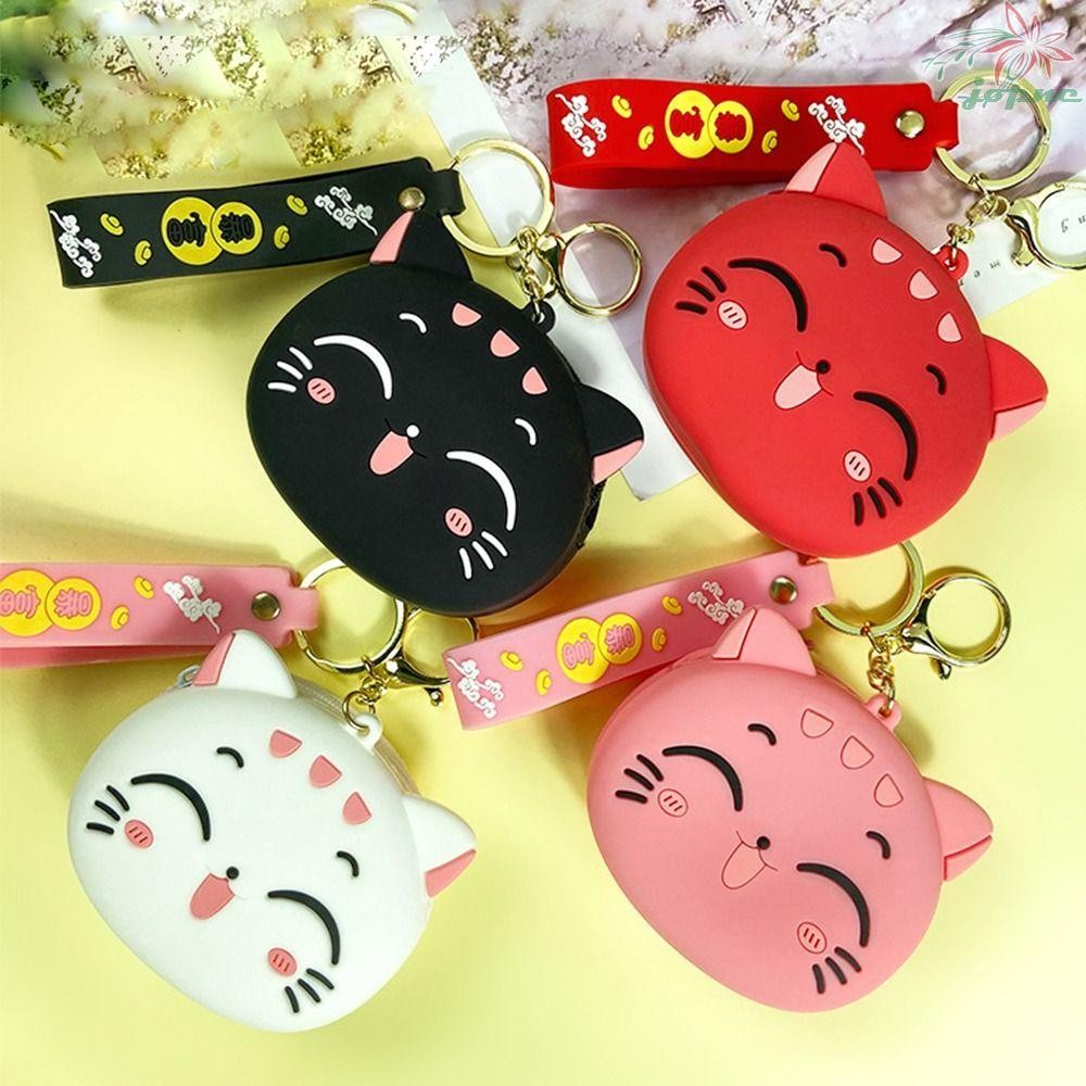 JOPNE Chaveiro De Bolsa De Moedas , Carteira De Desenho Animado De Silicone , De Gato , Boneca Kawaii Fofa , Mini Fone D
