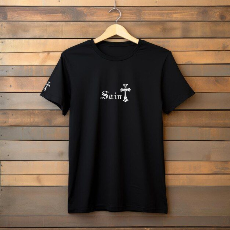 Camiseta Saint Unissex T-shirt Cristã Masculina Estampada Blusa Feminina Básica Evangélica Algodão
