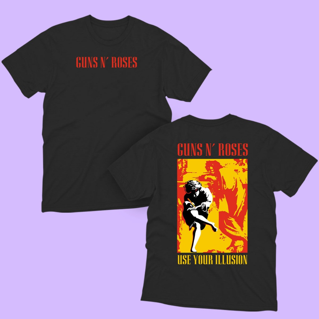 [Camiseta Premium em Algodão Puro]GXG Camiseta Guns N' Roses Use Your Illusion Frente + Costas 100% Algodão Unissex em Oferta na Shopee