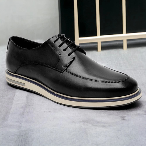 Sapato Casual Masculino Preto em Couro Legítimo Sapatênis Social Esporte Fino Confort