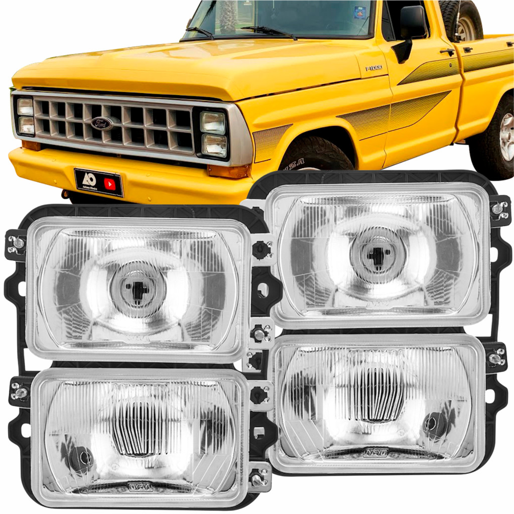Par Farol F1000 FORD 1984 85 86 87 88 89 90 91 92 Dianteiro Raro-Lente de Vidro