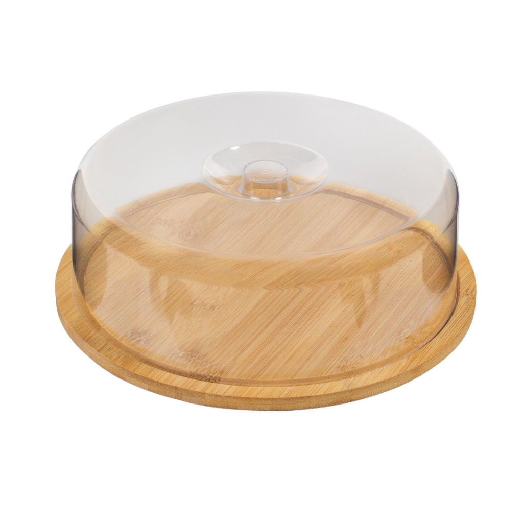 Boleira Bambu Com Tampa Em Acrílico Porta Bolo Para Bolo Torta Pudim Queijo 28cm em Oferta na Shopee