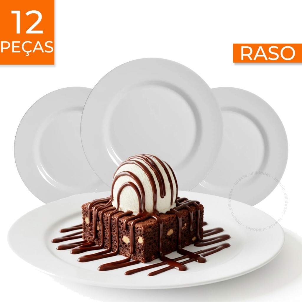 Kit Pratos Sobremesa Raso 17cm 12 / 8 /6 Unid Almoço e Jantar Melamina Plástico Branco Salgados Doces em Oferta na Shopee