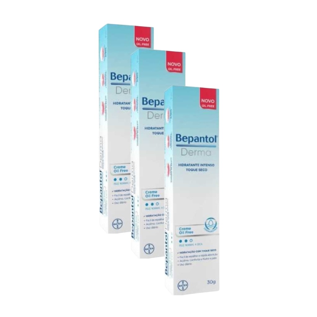 Kit 3 Bepantol Derma Toque Seco 30g Hidratante Facial