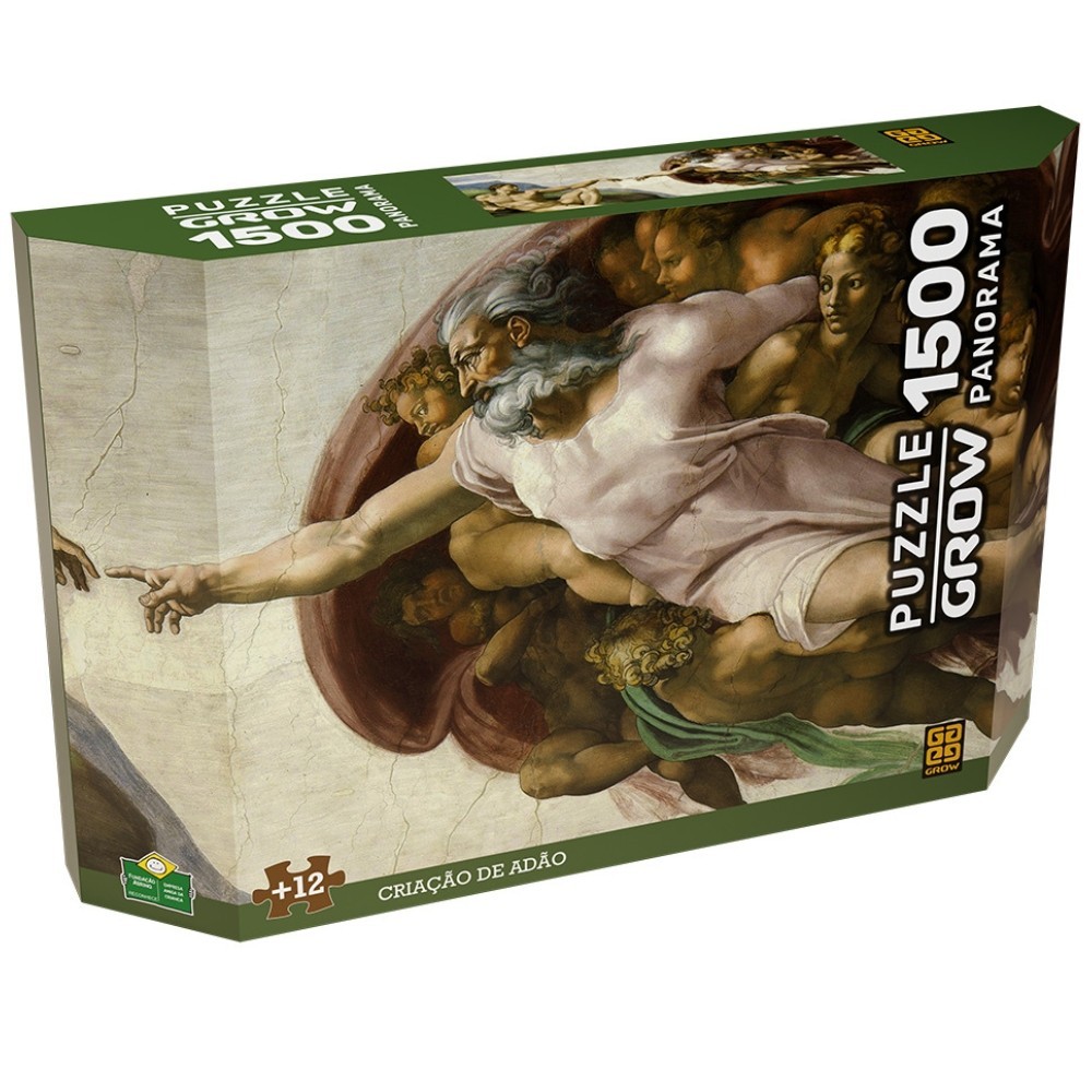 QUEBRA CABEÇA PANORAMA CRIAÇÃO DE ADÃO 1500 PEÇAS GROW MICHELANGELO PUZZLE JOGO DIDÁTICO OBRA ARTE - Mom & Baby