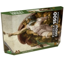 QUEBRA CABEÇA PANORAMA CRIAÇÃO DE ADÃO 1500 PEÇAS GROW MICHELANGELO PUZZLE JOGO DIDÁTICO OBRA ARTE