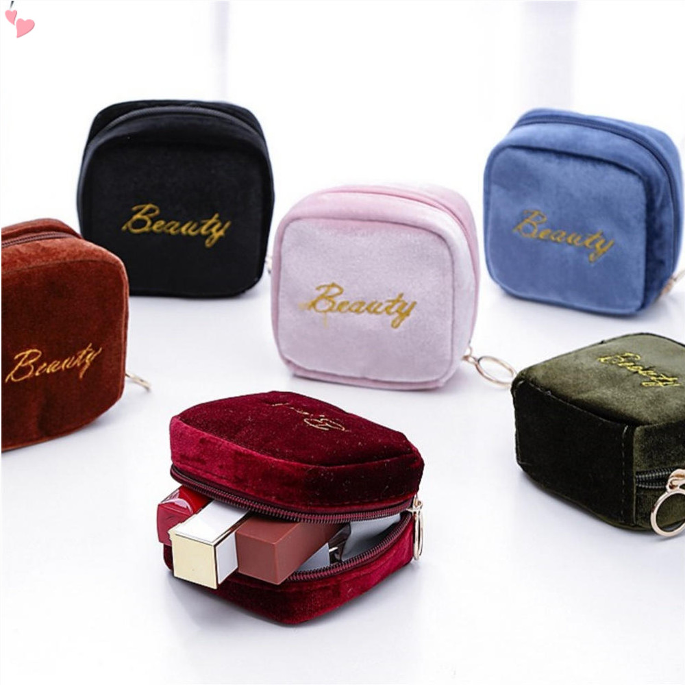 Bolsa Cosmética De Veludo Pequena Maquiagem , Mini Bolsas De Cosméticos De Viagem Batom Acessórios Para Cabelos Organizadores Mulheres