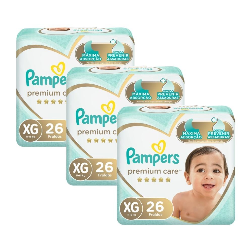 Kit Fralda Pampers Premium Care Mega Tamanho XG 78 Unidades - Mom & Baby