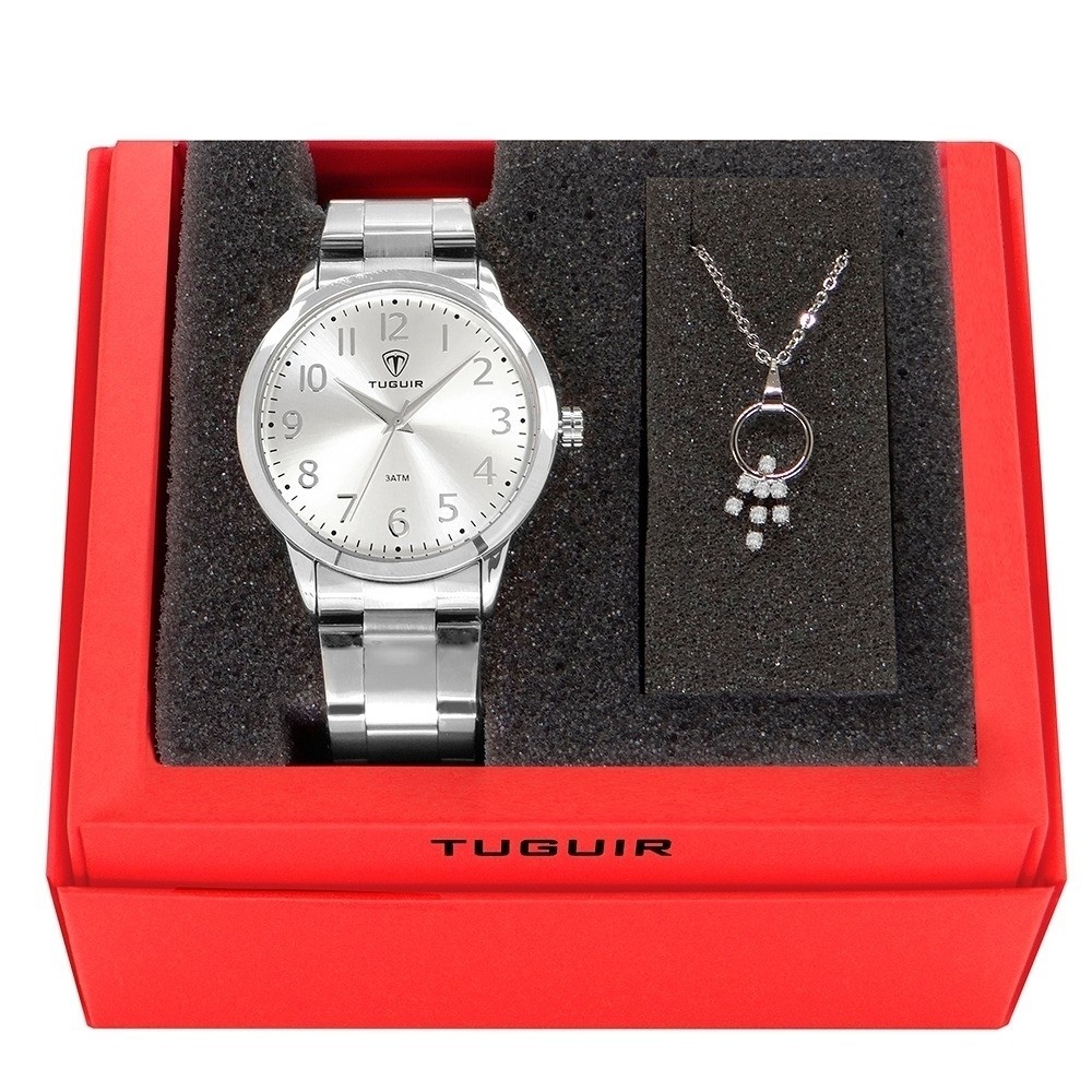 Kit Relogio Feminino Tuguir Analogico TG30004 Prata - Watches
