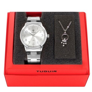 Kit Relogio Feminino Tuguir Analogico TG30004 Prata em Oferta na Shopee