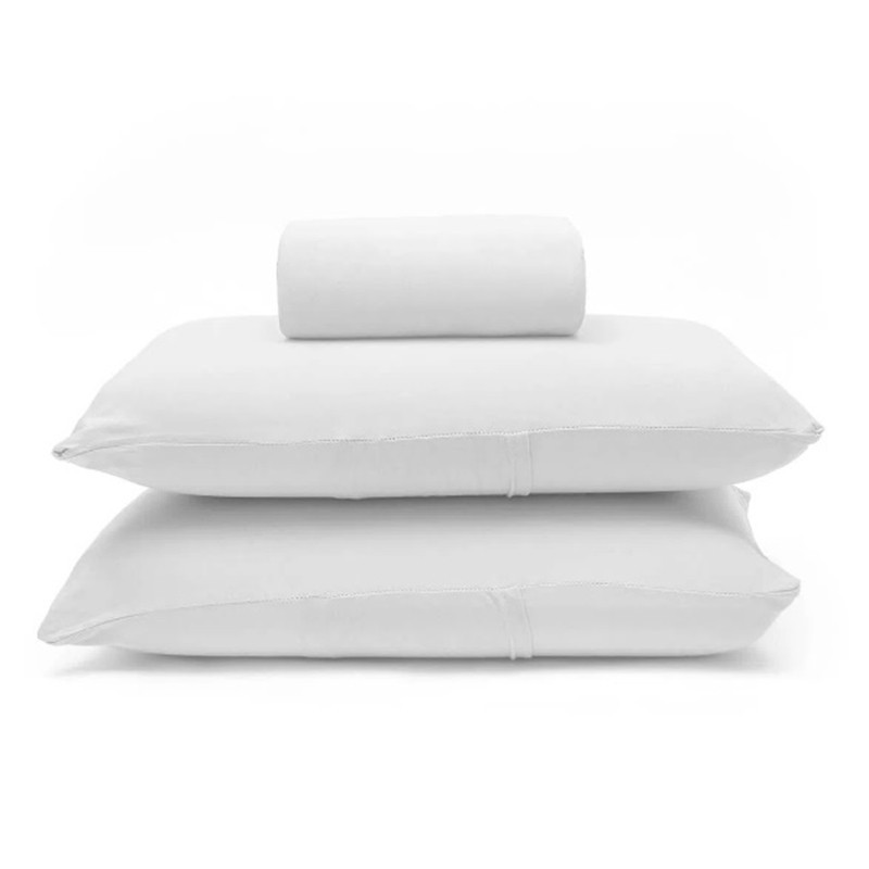 Jogo de Cama Buettner King Malha Basic Liso 3 Peças Branco