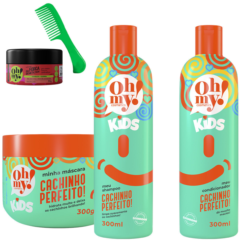 Kit Cachinho Perfeito! Shampoo Cond Másc 300gr Oh My! Kids em Oferta na Shopee