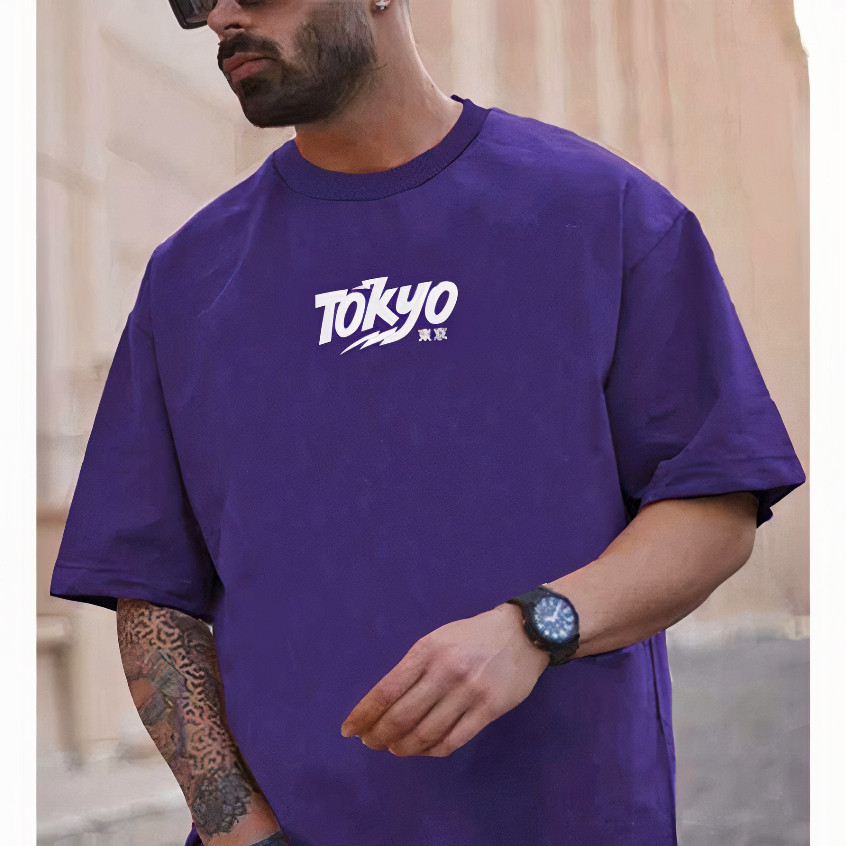 Camiseta Oversized Masculina Feminina T-shirt Camisa  Blusa Streetwear Penteada Fio  estampada  Roxa modelo Premium