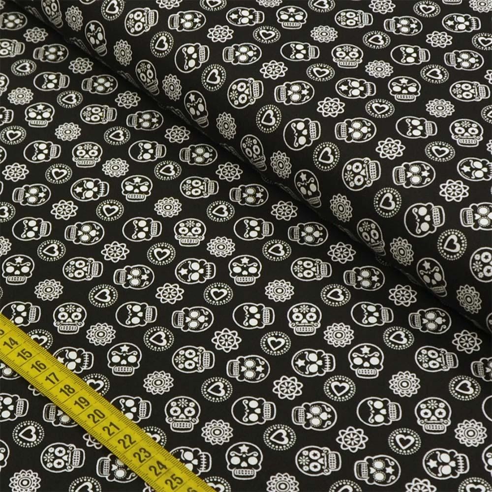 Tecido Estampado Para Patchwork - Caveira Mexicana Cor 2362 (0,50X1,40)