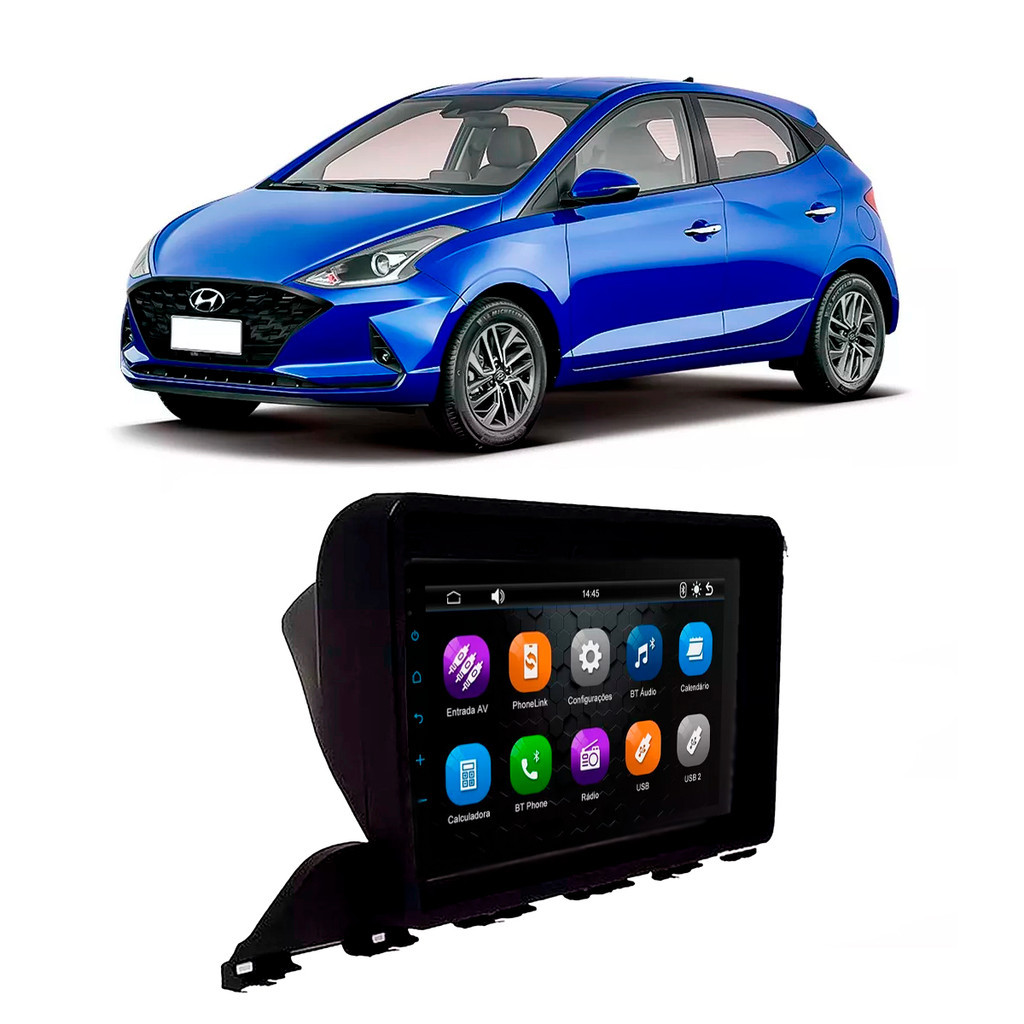 Central Multimídia Carplay  Mp5 BT USB 2Din Faaftech CM9 9" Connect + Moldura Padrão HB20 Preta Fiamon - Spare Parts and Accessories for Vehicles
