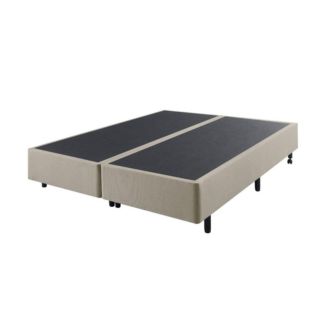 Cama Box Queen 158x198 Linho Bege com Colchão Adapto Ecoflex