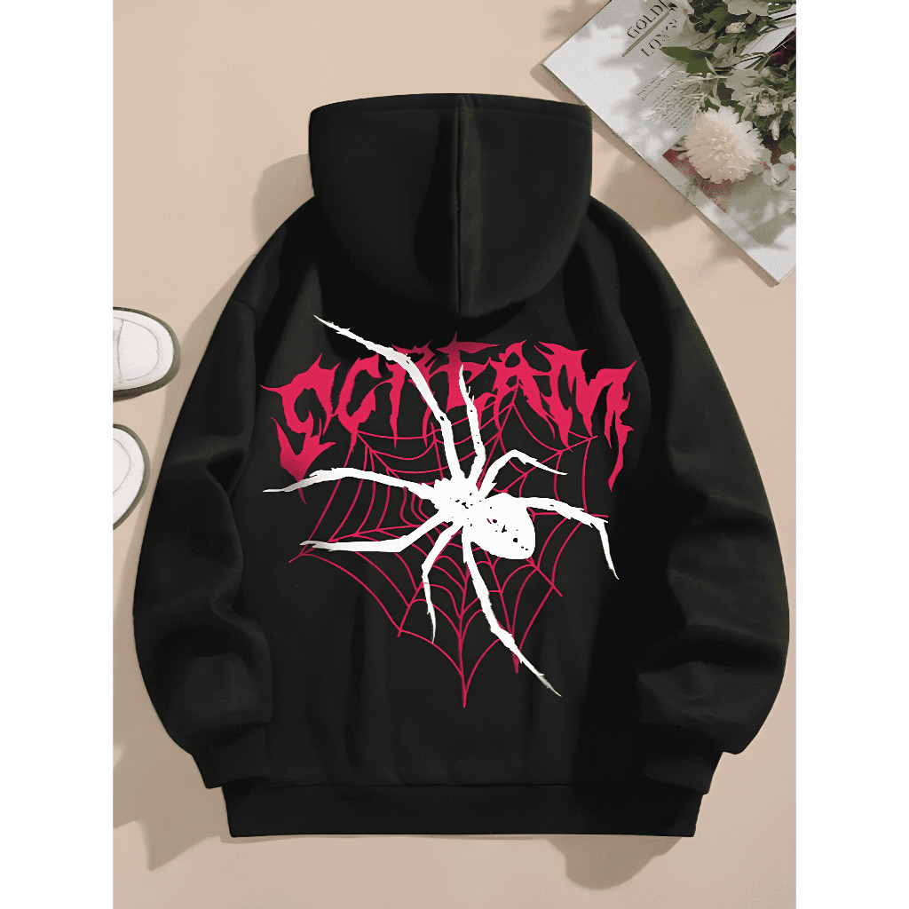 Moletom Masculino Careca Blusa Feminina Streetwear Aranha Spider Flanelado Com Capuz Algodão