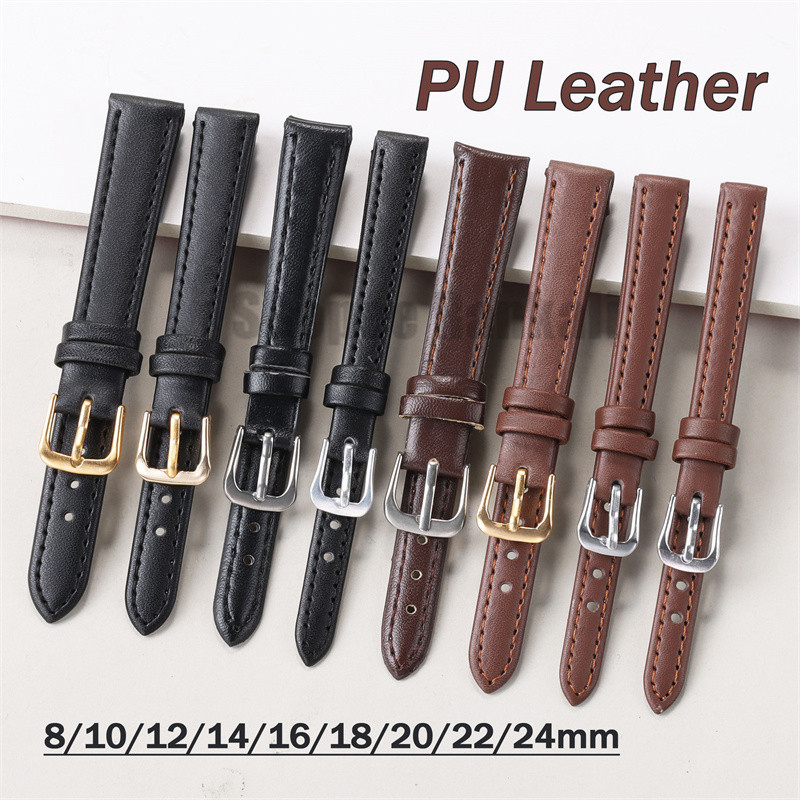 Pulseira Universal De Couro PU Macio 8/10/12/14/16/18/20/22/24mm Vaca Ultra Fino Para Homens Feminina Seiko