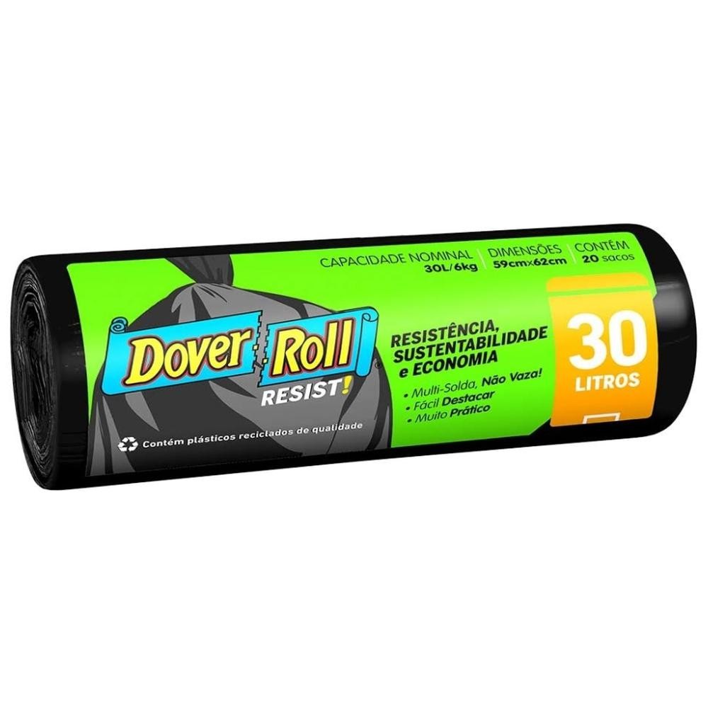 Sacos p/ Lixo 30l Dover-Roll Resist! Preto 20un - Home & Living