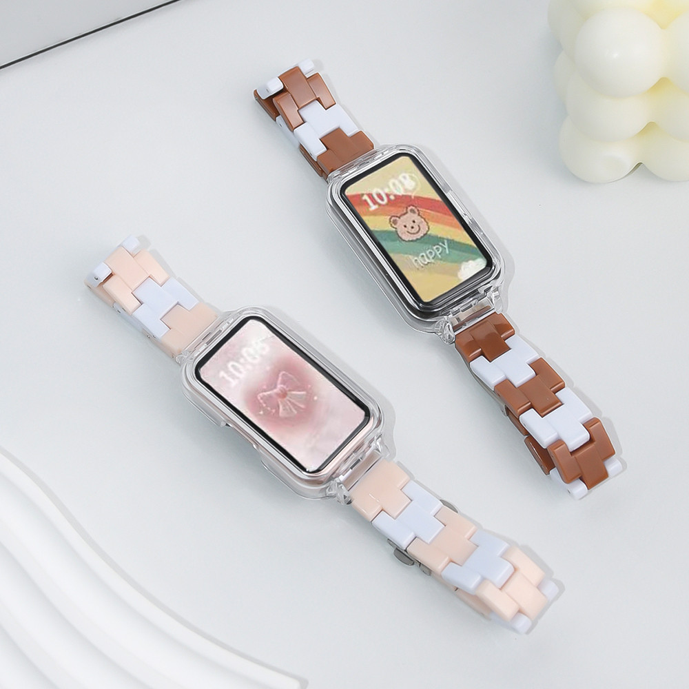 Cinta De Resina De Cor Doce Com Estojo Para Samsung Galaxy Fit 3 Wristband Subst