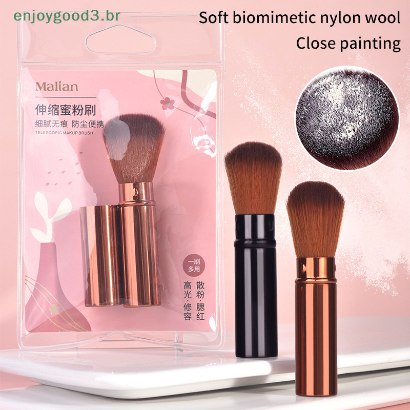 【 TOP-B 】 1pcs Pincéis De Maquiagem Retráteis Em Pó Fundação Blending Blush Face Kabuki Escova Ferramentas Cosméticas (br)