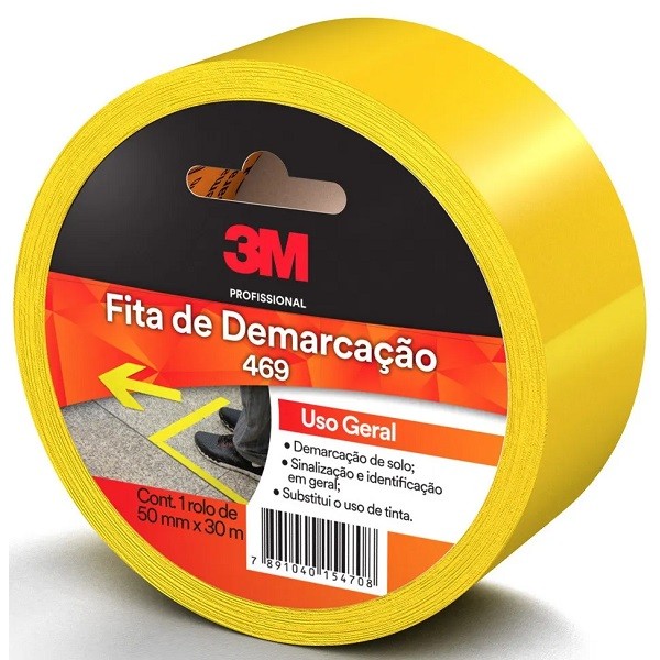 Fita para Demarcaçao de Solo Amarela 50MM X 30M 469 3M
