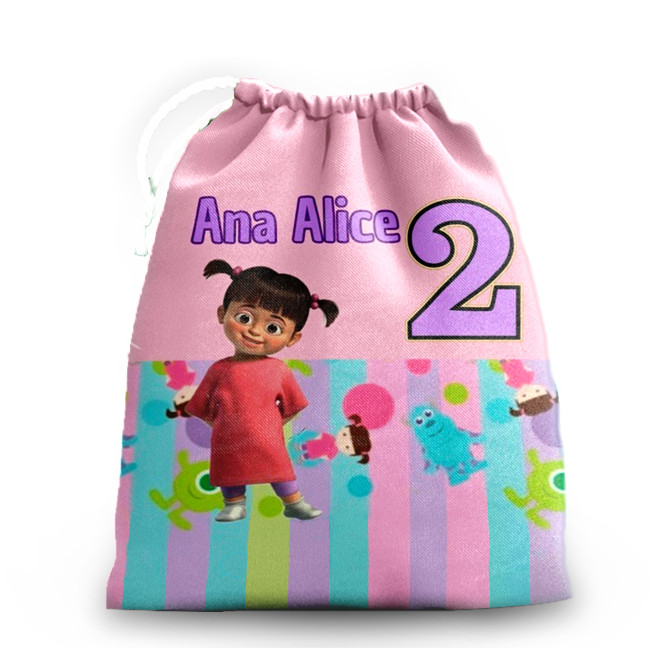 10 sacolinhas personalizada tecido MONSTROS SA para lembrancinhas de festa de aniversario 30cmx20cm