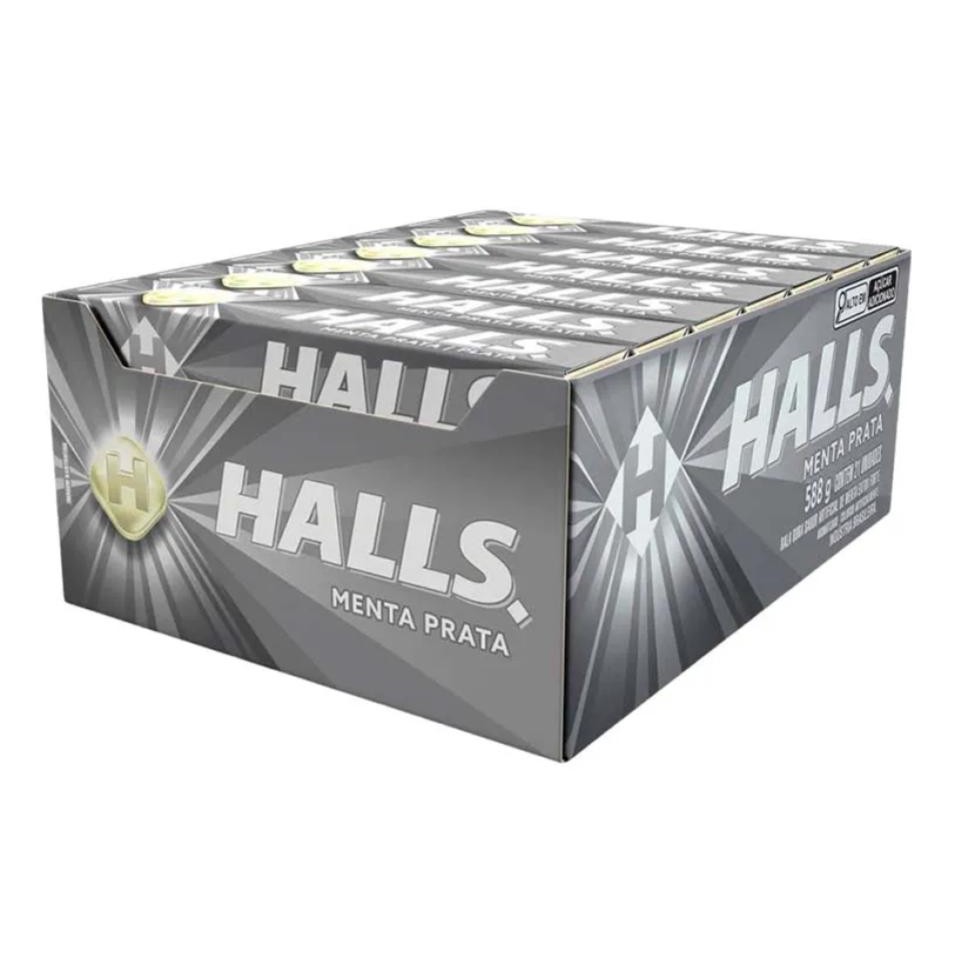 Drops Bala Halls Menta Prata C/ 21unid 588g