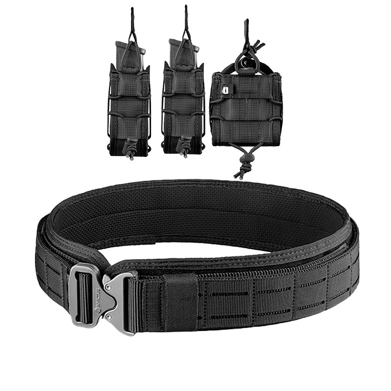 Cinto Tático de Batalha Rigger Invictus + 3 Acessórios Porta Carregador Porta Algemas Modular