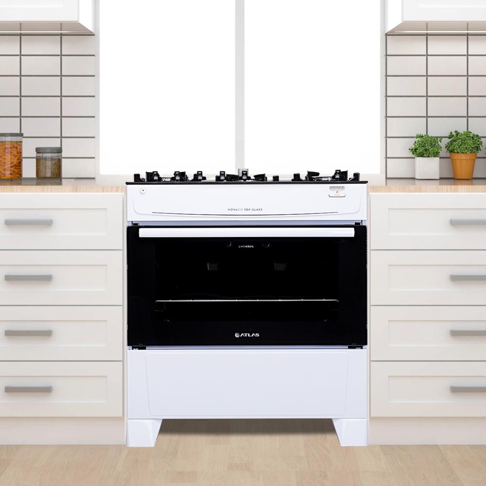 Fogão de Chão Piso À Gás 5 Bocas Acendimento Automático Forno Cozinha Moderna Atlas Branco Mônaco em Oferta na Shopee