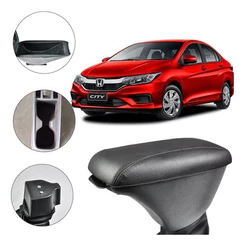 Apoio De Braço Encosto Honda City 2010 A 2016 Couro Preto