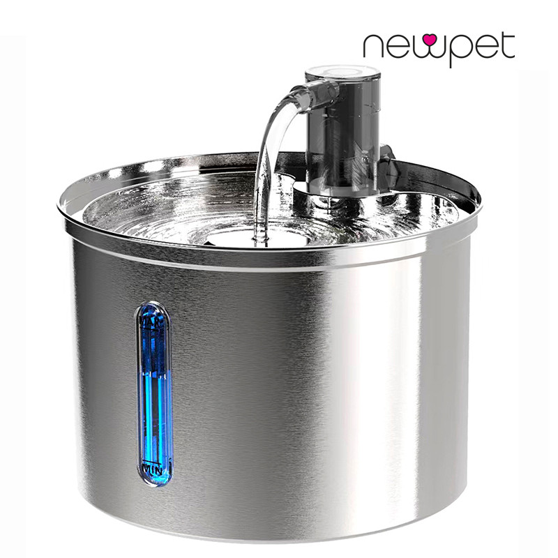 Newpet Bebedouro De Aço Inoxidável 3L Para Cães Automático Animais Domésticos Gatos Fonte 5V USB Alimentado - BIVOLT