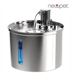 Newpet Bebedouro De Aço Inoxidável 3L Para Cães Automático Animais Domésticos Gatos Fonte 5V USB Alimentado - BIVOLT