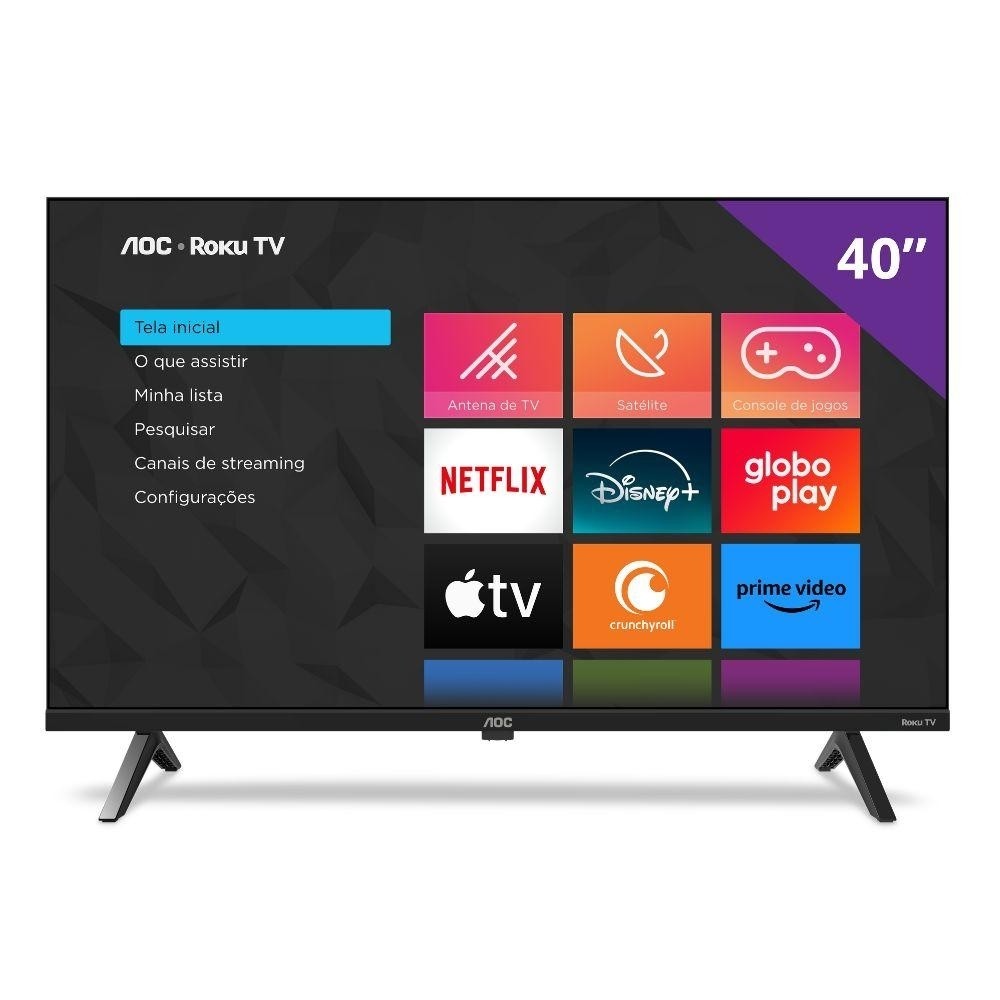 Smart TV AOC 40S5045/78G Full HD 40" Roku TV Compatível com Alexa e Google Assistente, Dolby Audio e Sem bordas em Oferta na Shopee