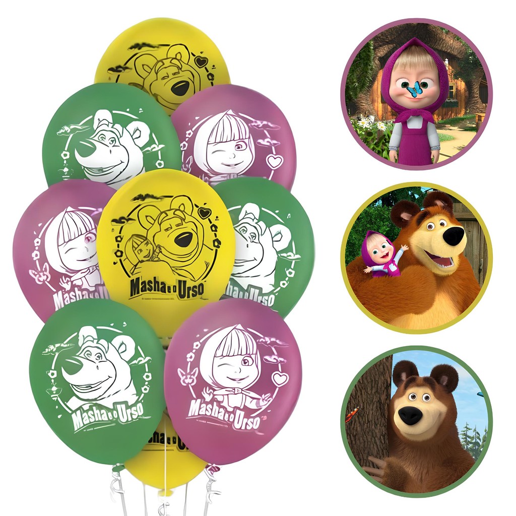 25 Balão Masha E O Urso Classica Redondo 9 Pol. Regina em Oferta na Shopee