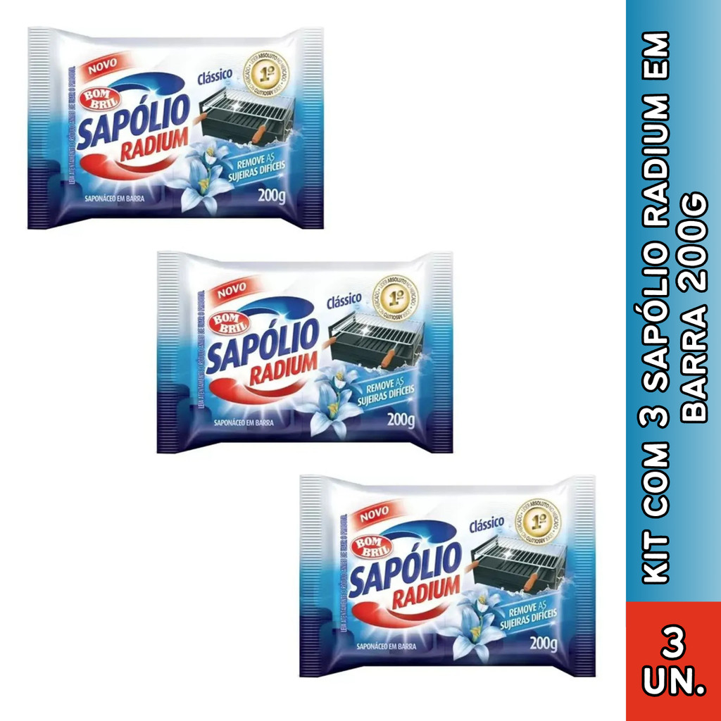 Kit de Sapólio Radium em Barra Multiuso Clássico 200 g (2 ou 3 unids) em Oferta na Shopee