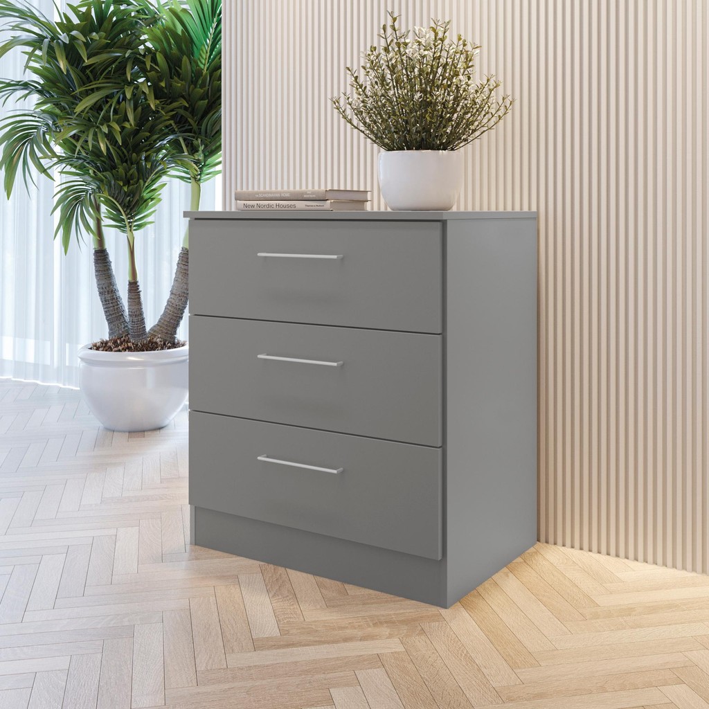 Mesa de Cabeceira Kappesberg 2 Gavetas Cinza Sagrado 65cm x 45cm - Home & Living