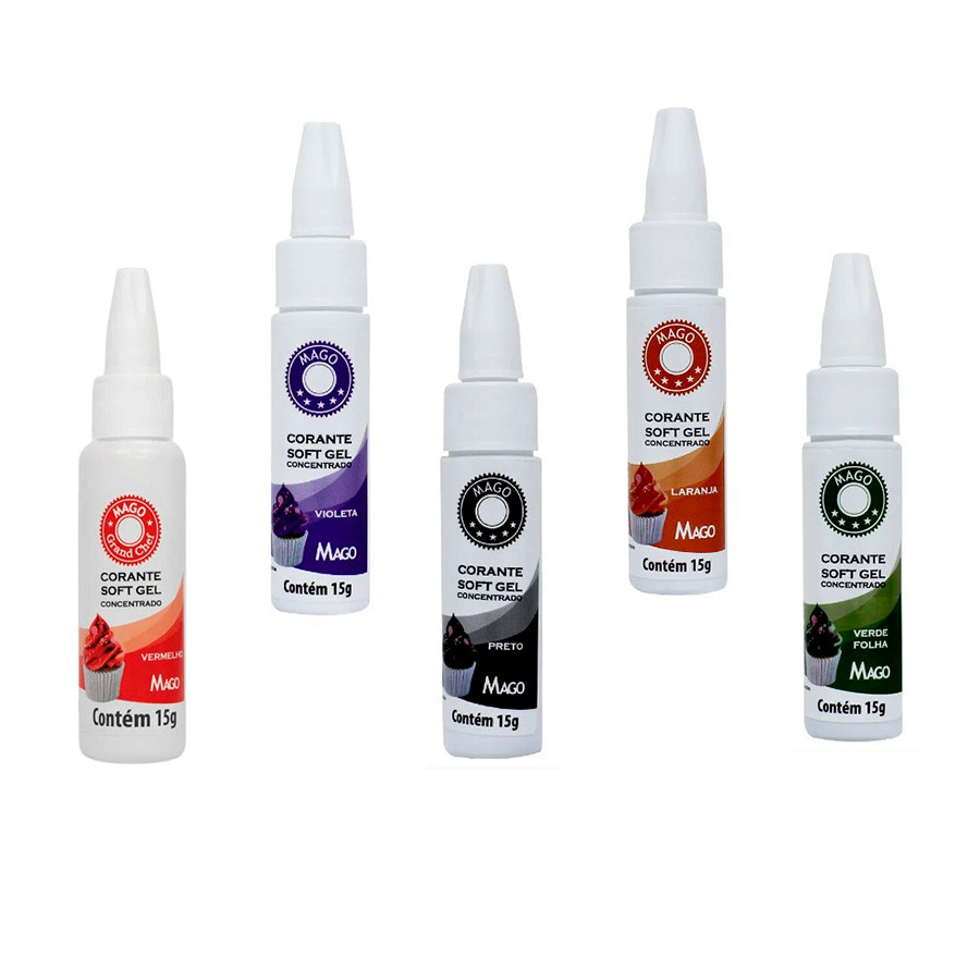 Kit 5 Cores Corante SoftGel de Halloween - 5 unidades - Mago - Rizzo