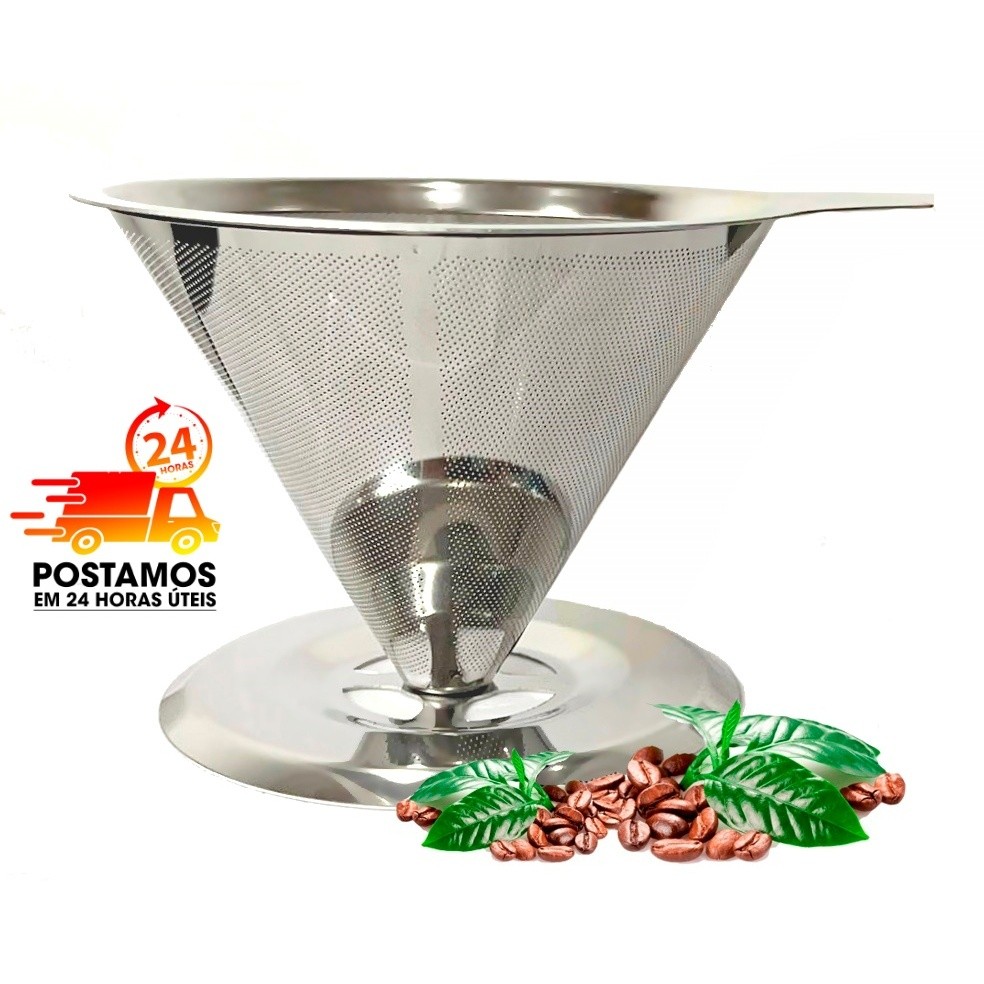 Coador Filtro De Café Inox 12x08 cm Médio Reutilizável Pour Over Lavavel Não utiliza Papel em Oferta na Shopee
