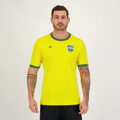 Camisa Placar Brasil Brasão Amarela