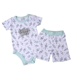 Conjunto Bebê Miniclo Body Manga Curta Estampa Explore Space