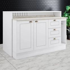 Bancada de Cozinha Kit Ilha Gourmet Americana 2 Portas 3 Gavetas Ripado