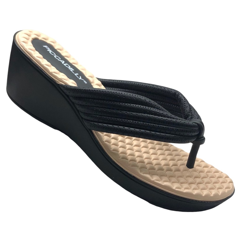 Tamanco Feminino Anabela de Dedo Piccadilly Salto Médio Leve Macio Plataforma Confortável Esporão Facite Plantar