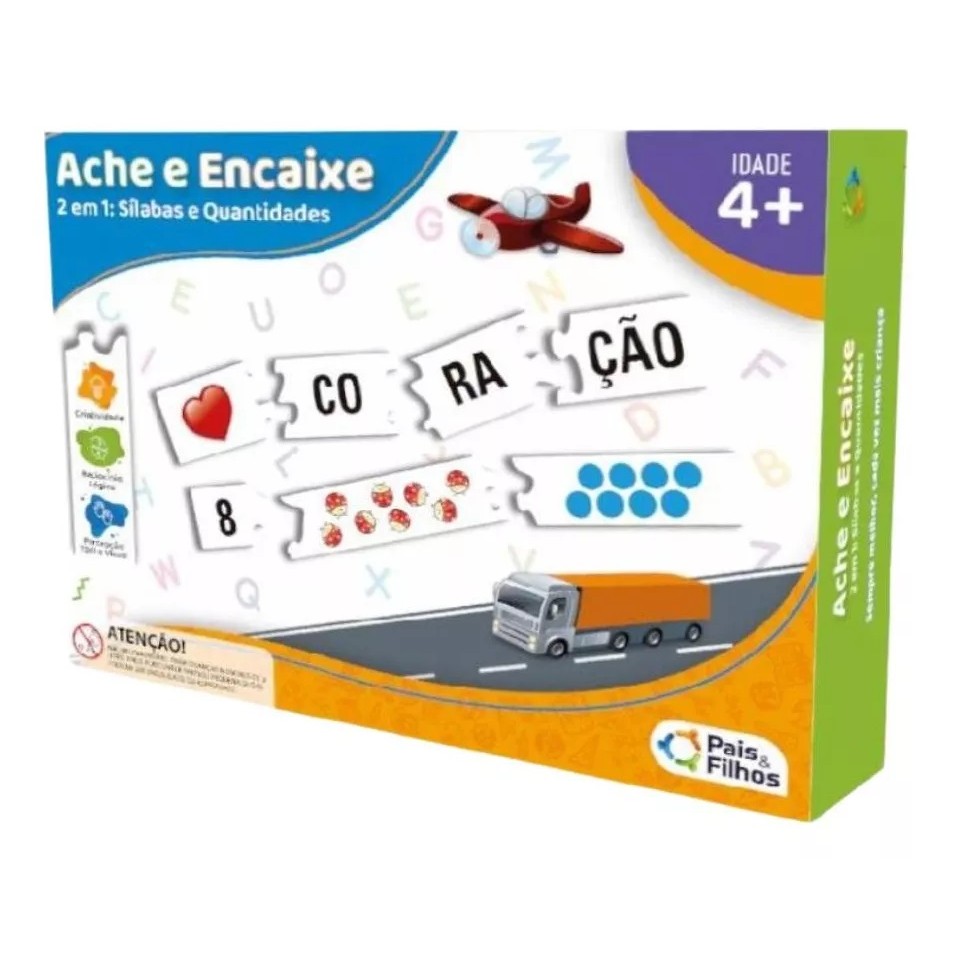 Jogo Pedagógico Ache e Encaixe 2 em 1 Pais e Filhos